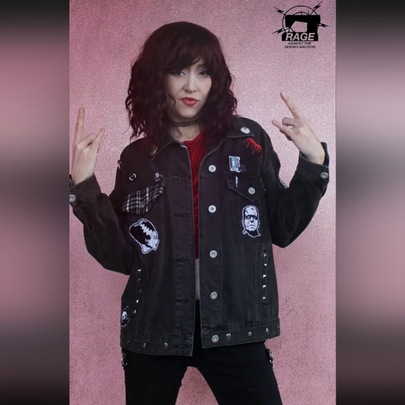 Nosferatu 6- custom RAGE Classic Horror lovers OOAK jacket! STOLEN! - Picture 13 of 16